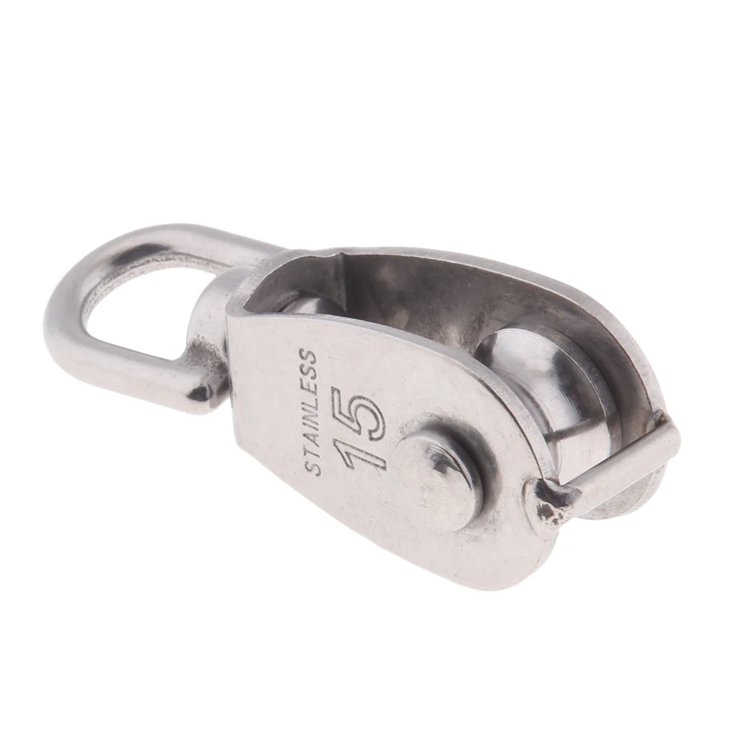 M15 M32 Single Pulley Sheave Block Swivel Eye - 304 Stainless Steel Hardware