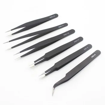 

6pcs ESD Anti-Static Stainless Steel Tweezers Set Maintenance Repair Tool Kit Anti Static Model Making Tool Hand Tool Set