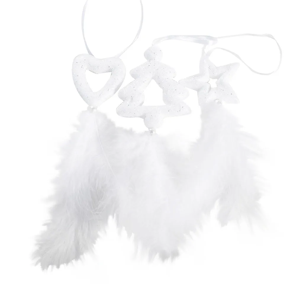 Christmas Decoration Pendant Bubble Pentagram Love Feather Ornament 3 pcs Party Tree Pendant Decorations winter Party#35