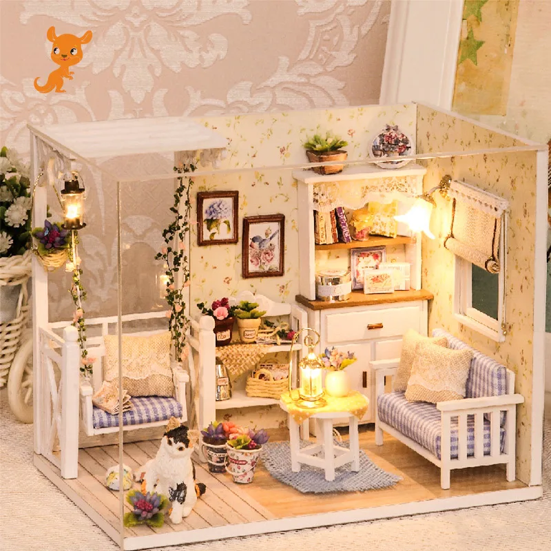 

Doll House Furniture Diy 3D Wooden Miniaturas Dollhouse Toys for Children Birthday Gifts Diary H013 diy dollhouse miniature