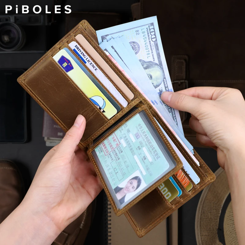 Men Wallet Small Money Purses Wallets Genuine Leather Slim Women Wallet With Driver License Card Slot Organizer Bag