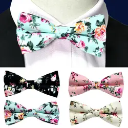 Мужские Классические хлопковые галстуки-бабочки с цветочным принтом, свадебные, вечерние, предварительно завязанные, формальные