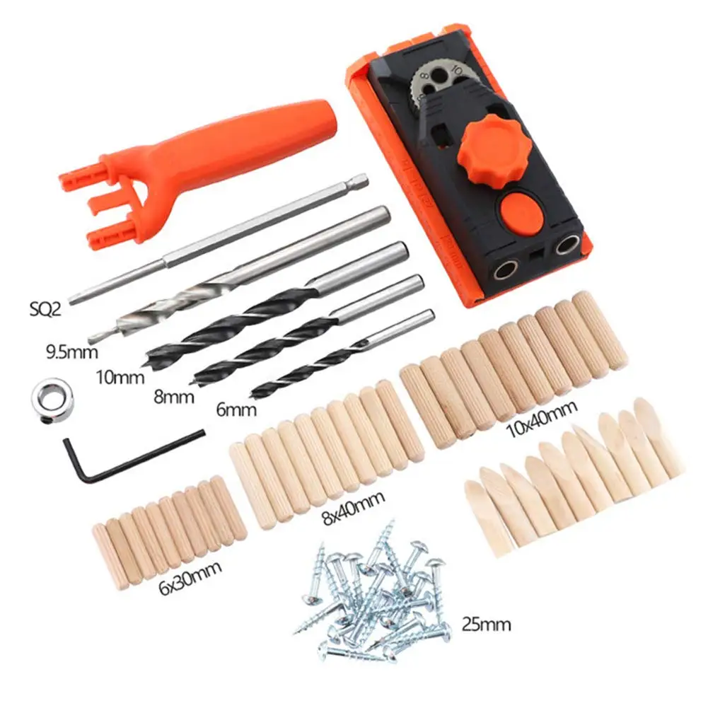 

2 in 1 Woodworking Punch Locator Round Raft Locator Oblique Hole Opener Twist Drill Step Drill Suit For Woodworking Tool Suit