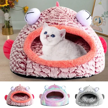 

Fish Shape Dog Bed Warm Pet Supplies Bigeye Kennel Three-dimensional Sponge Cat Nest Creative Pet Nests Tents