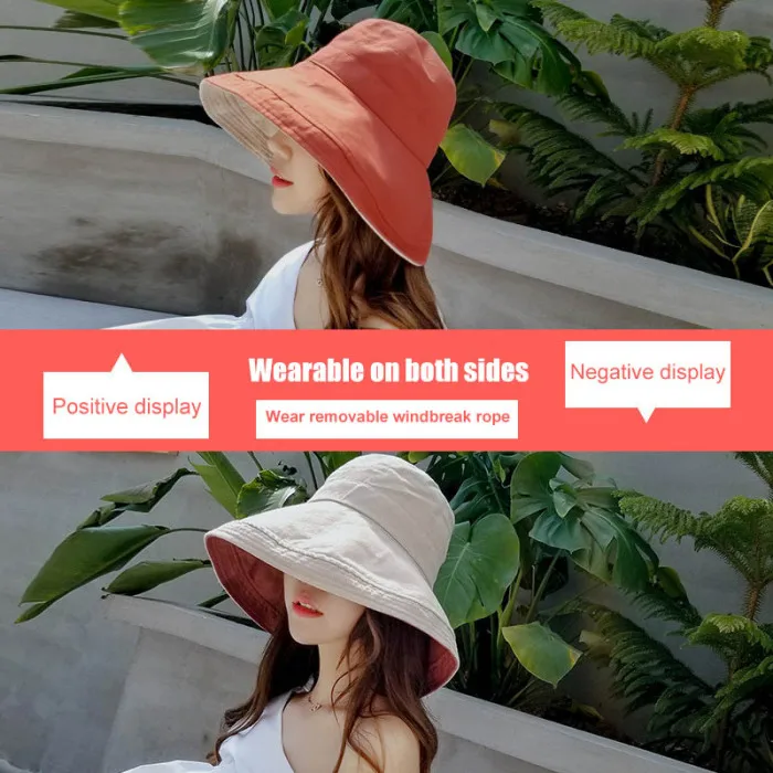 Sunhat женская летняя пляжная шляпа с широкими полями, Солнцезащитная уличная дорожная шляпа, свернутая двухсторонняя Рыбацкая шляпа-OPK