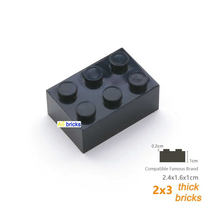 어린이용 DIY 빌딩 블록, 두꺼운 피규어 브릭, 교육용 플라스틱 장난감, 3002 크기와 호환 가능, 2x3 도트, 250 개