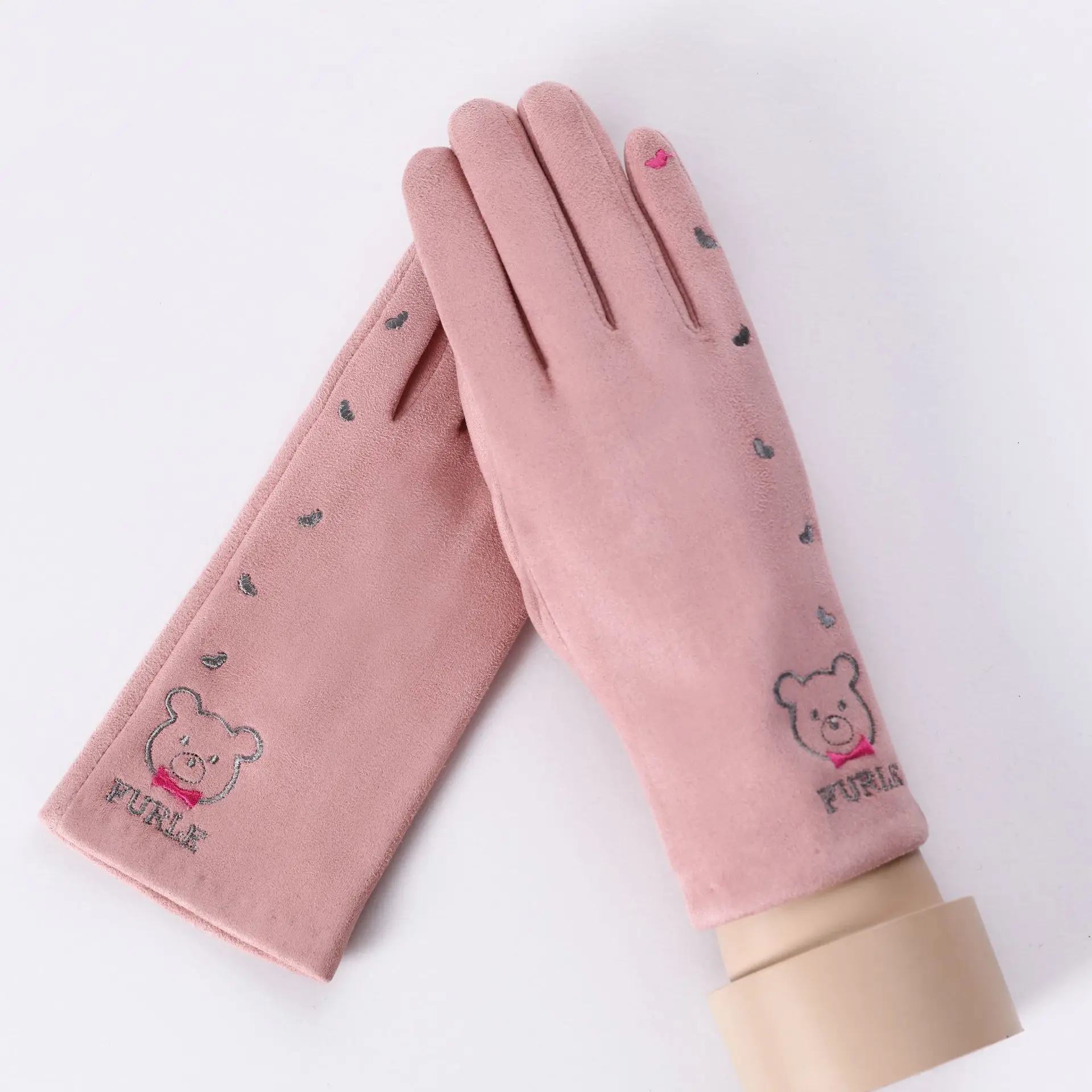 082Cpink Классические женские модные зимние перчатки Luvas De Inverno для активного отдыха, спортивная теплая варежки Eldiven Solid Pink Guantes Femme - Цвет: 082Cpink