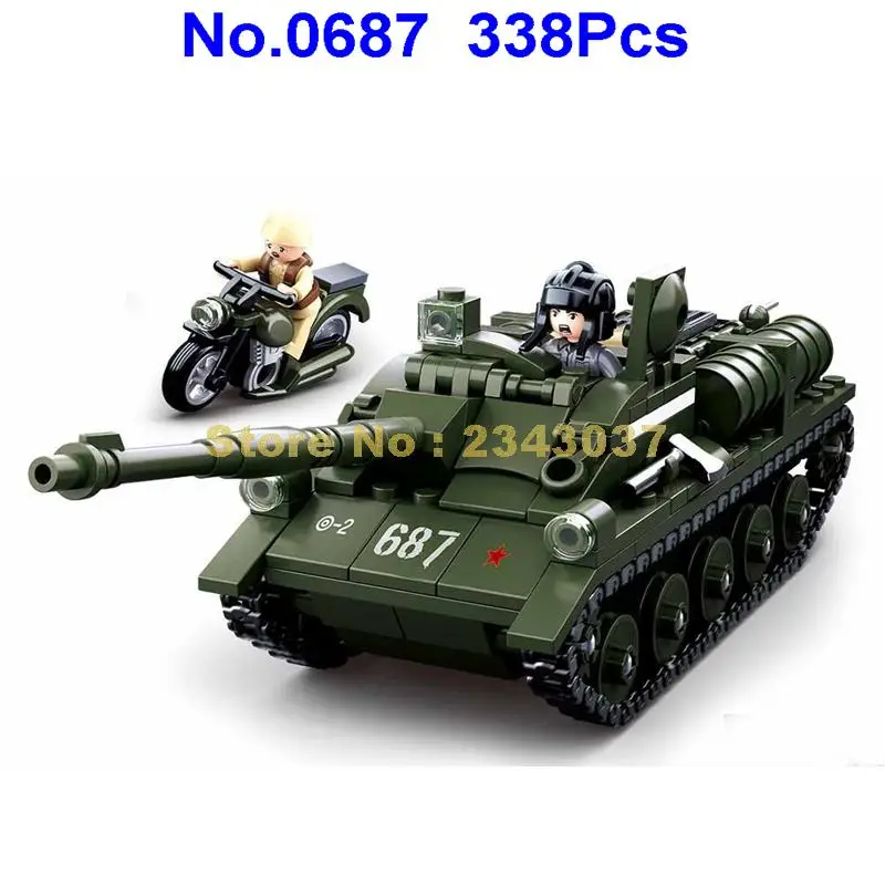 Sluban 338 шт военные ww2 Вторая мировая война su85 Танк строительные блоки