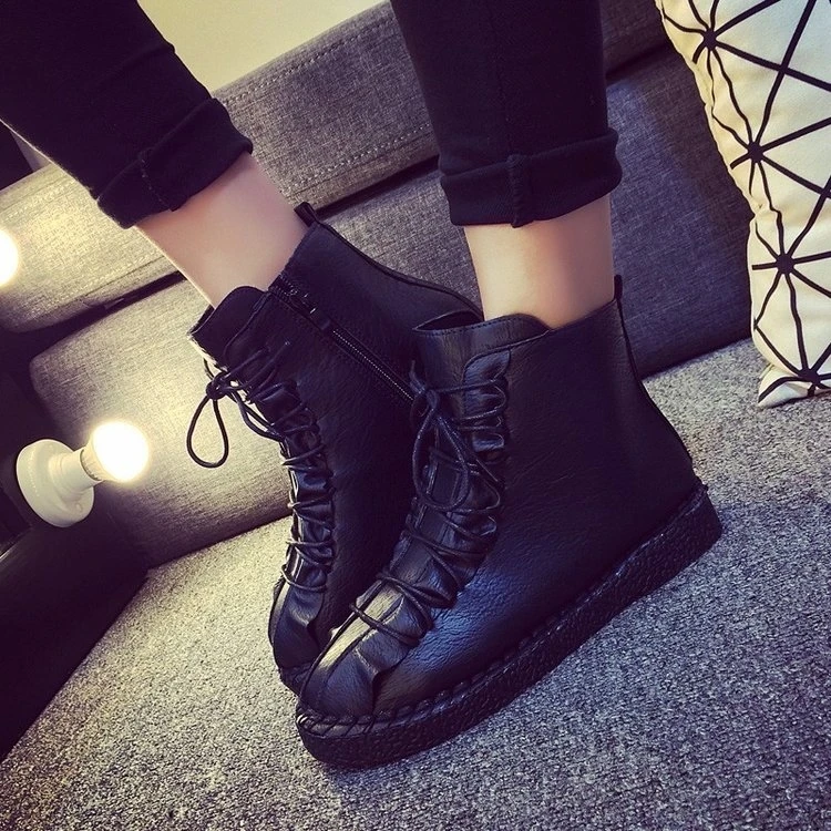 Harajuku Martin boots female autumn boots England style high to help retro winter shoes flat Korean students fashion shoes