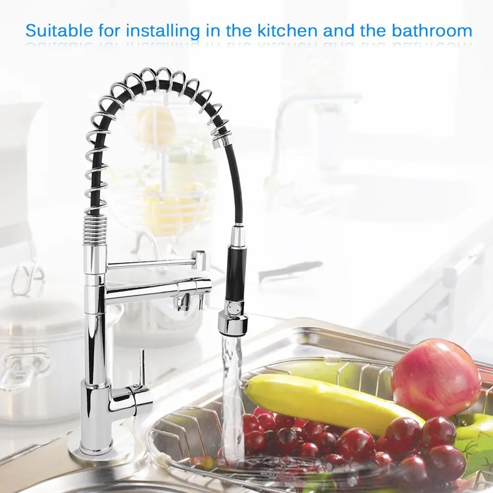 

Spring Kitchen Faucet Pull out Side Sprayer Dual Spout Single Handle Mixer Tap Sink Faucet 360 Rotation Kitchen Faucets