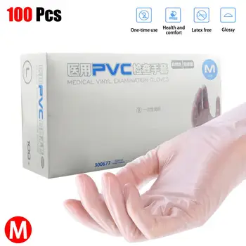 

100 Pieces Household Disposable PVC Gloves S/M/L Hands Cleaning Medical Cooking Kitchen BBQ Cleaning Bakingg Working Gloves