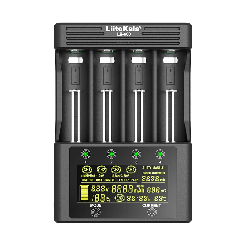 Carregador de Bateria para Li-ion Original Novo Liitokala 3.7v Nimh 1.2v Bateria Adequado 18650 26650 21700 26700 aa Aaa 2021 Lii-600 - Image 5