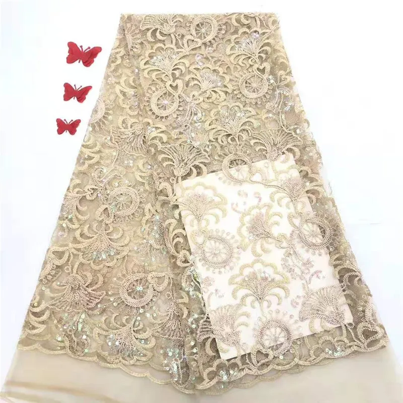 

African lace fabric 2020 High Quality Embroidered Brocade Lace greed french Tulle Lace Fabric for nigeria party dress yellow