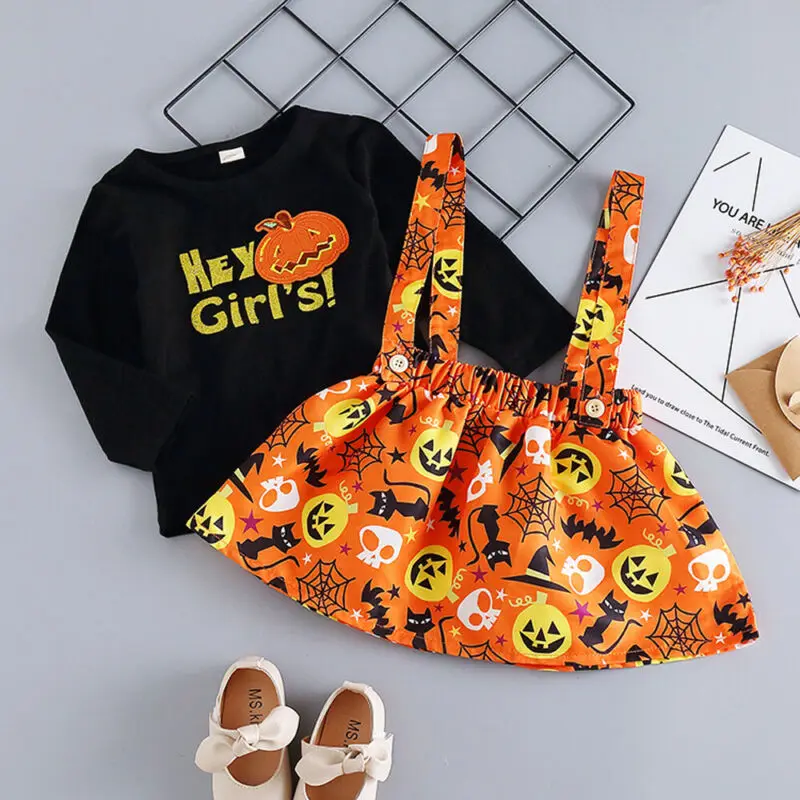 

Infant Baby Kids Girl Princess Dress Outfits Romper Tops Strap Tutu Skirts 0-5 Y T-shirt Top Straps Skirt Halloween Outfit