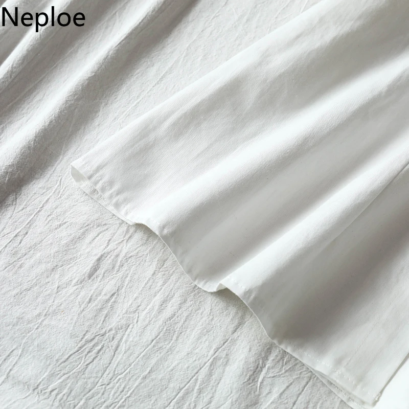 Neploe/белая блузка с короткими рукавами и принтом с героями мультфильмов; коллекция года; сезон лето; Свободная блуза с отложным воротником и длинными рукавами; Повседневная рубашка