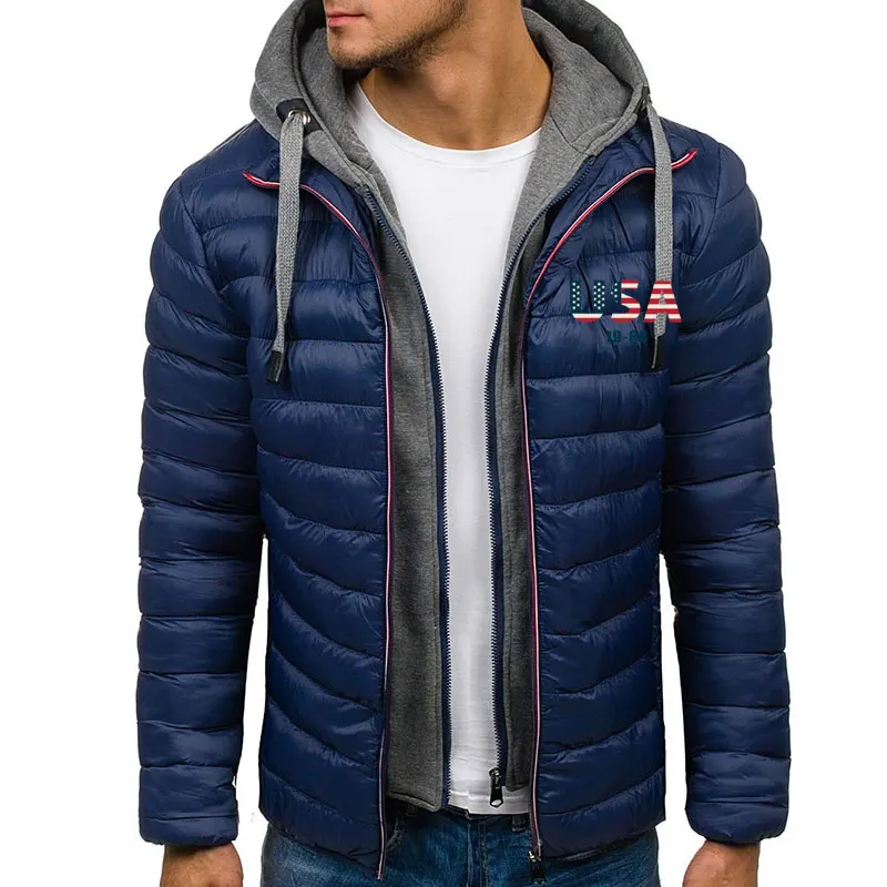 ZOGAA мужская зимняя куртка с 3D принтом флага сша, пальто, повседневные толстые мужские пальто с капюшоном, уличная зимняя куртка, мужская одежда, зимние парки