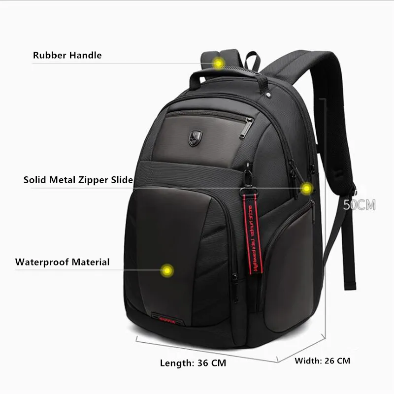ArcticHunter High Capacity Men Anti Theft 15.6 inch Laptop Backpack Male USB Charging Waterproof Bag Business Casual Travel Bag