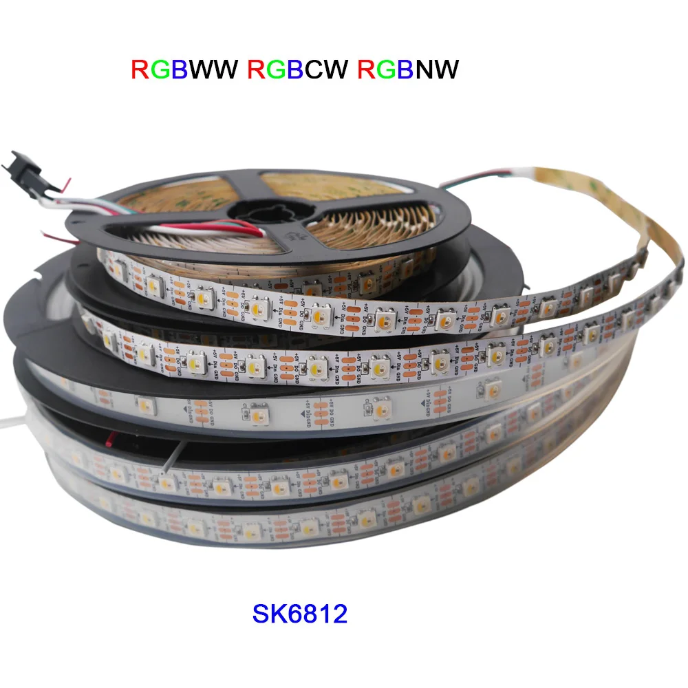

1m/3m/5m SK6812 smart led strip light;4 color in 1 RGBW+NW/CW/WW;IP30/IP67;30/60/144 leds/m;similar ws2812b DC5V addressable