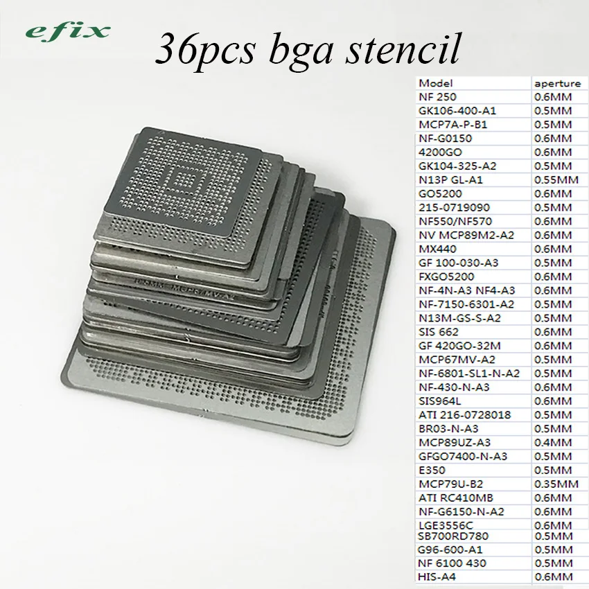 Трафареты прямого нагрева BGA Универсальный Трафареты с шаблоном джиг для SMT SMD чип паяльная Ремонт 36/16 шт