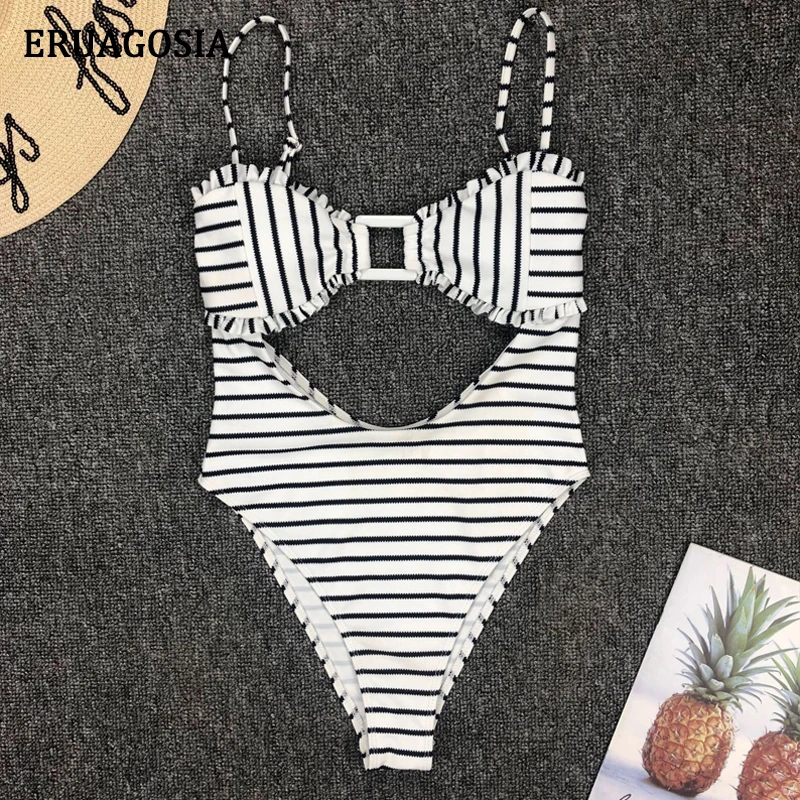 Striped One Piece Swimsuit Bathing Suit Women Cut Out Monokini Push Up Bodysuits Beach Swim Suit Maillot de bain femme Swimwear Striped One Piece Swimsuit Bathing Suit Women Cut Out Monokini Push Up Bodysuits Beach Swim Suit Maillot de bain femme Swimwear