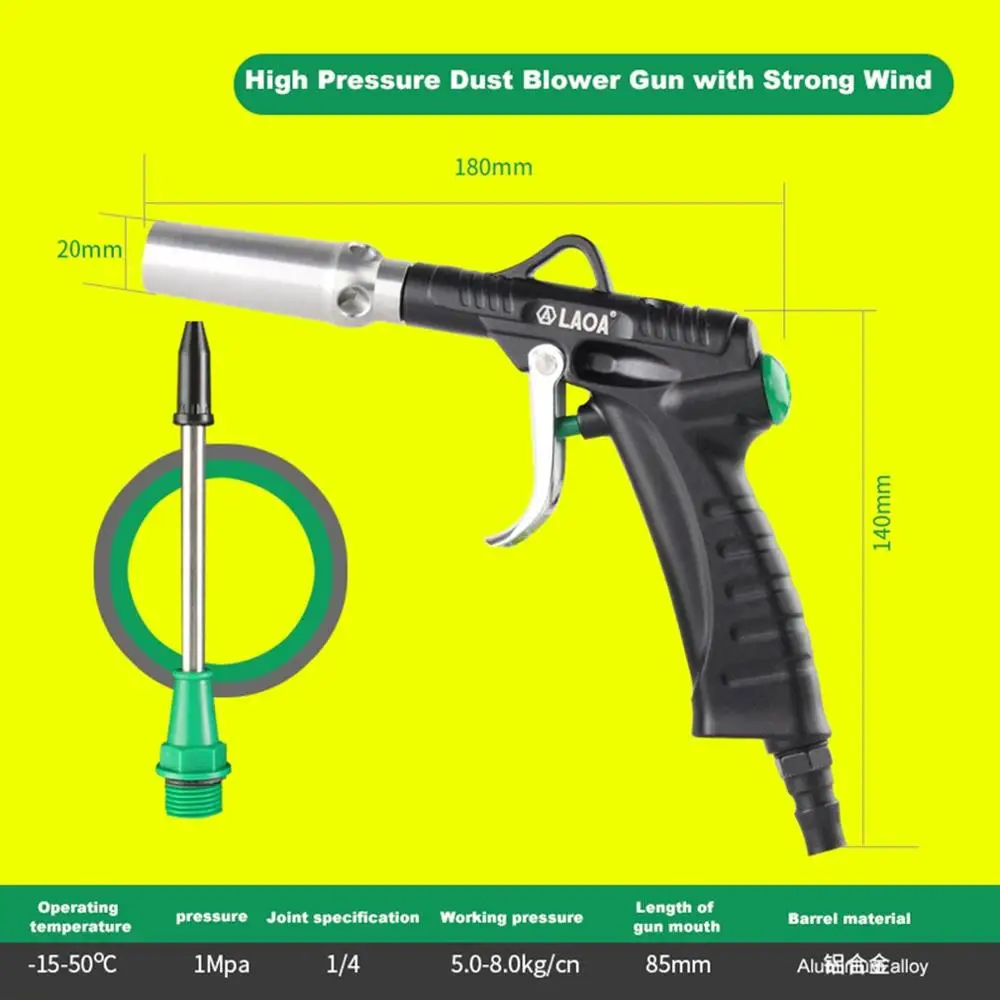 LAOA алюминиевый сплав дующий пистолет пневматический пистолет Регулируемый струйный пистолет пневматический пистолет высокого давления для пыли воздушный щетка распылитель автомойка - Цвет: 4