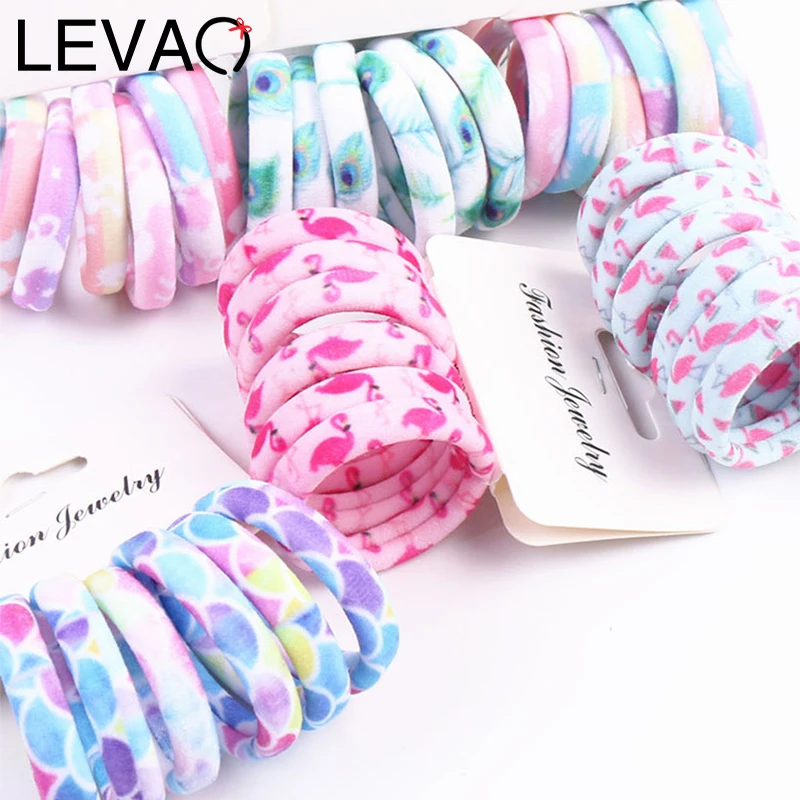 LEVAO, 6 шт., для девочек, карамельный цвет, хлопок, лента для волос, принт, Модный Эластичный ободок, держатель для волос, резинка, аксессуары для волос, резинка для волос