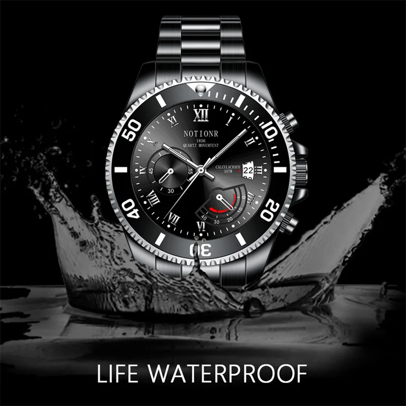 Luxury Mens Business Watches Fashion Men Sports Stainless Steel Waterproof Quartz Wrist Watch Luminous Clock relogio masculino