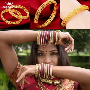 

24K Gold Color Turkish Bangle for Women/Girl Special Dubai Wedding Bride Bracelet Ramadan Middle East Muslim Jewelry Can Open