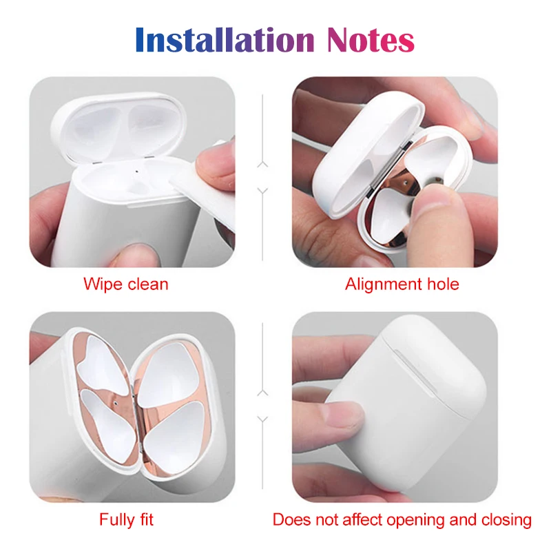 Защита от пыли для Airpods, наклейка, аксессуары для наушников, чехол для зарядки, кожаный чехол на Air pods, 1:1, металлический защитный чехол