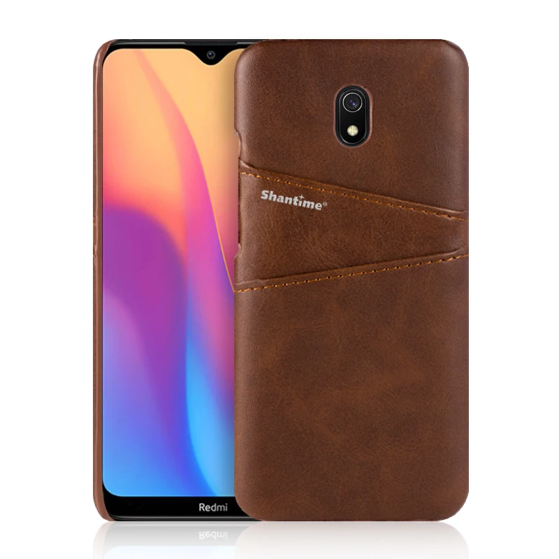 Brown Роскошная винтажная Обложка на заднюю панель из искусственной кожи для Xiaomi Redmi 8A чехол для телефона для Xiaomi Redmi 8A чехол со слотом для карт - Цвет: Brown