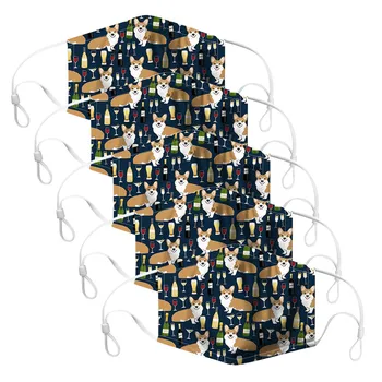 

5PC Adult Women Cartoon Mouth Cover Mask Safet Protect Washable Activated Carbon Cotton Face Mask Dustproof Protect Mouth Cover