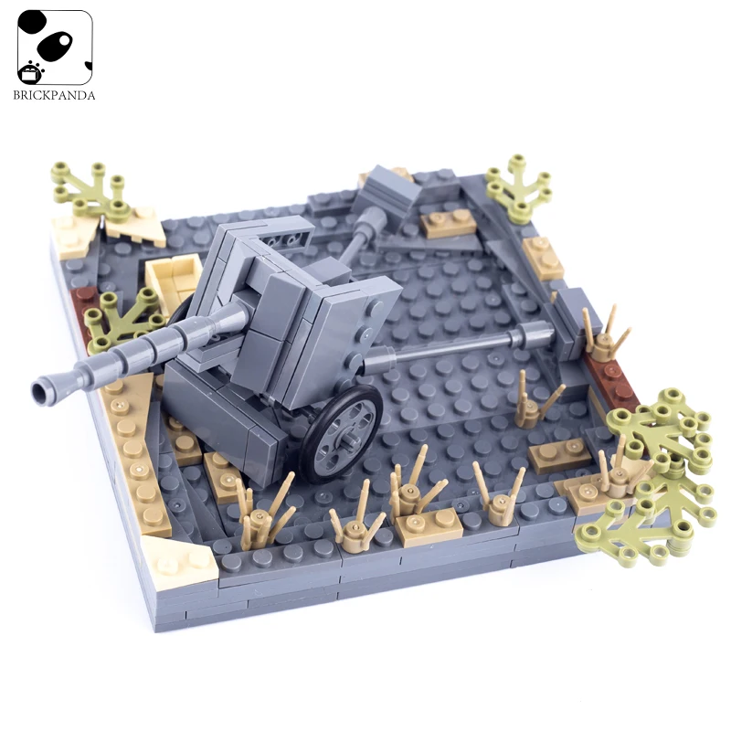 

MOC WW2 Military German PAK40 Cannon Building Blocks Weapons Soldiers Figures Parts Army Artillery Accessories Bricks Kids Toys