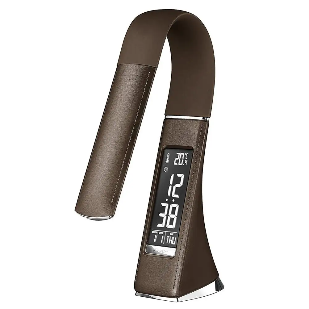5W LED light dimming touch skin texture reading with alarm clock black creative business table lamp Calendar LCD Display | Лампы и