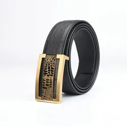 Men's Business Plate Buckle Belt Ostrich Genuine Leather High Trendy All-Match Cinto Masculino Luxury Holographic Cinturon Mujer