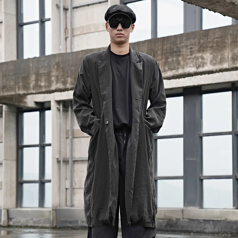 Giacca A Vento Lunga Da Uomo Nuovo Dipartimento Scuro Yamamoto Wind Classic Simple Fashion Youth Windbreaker Coat