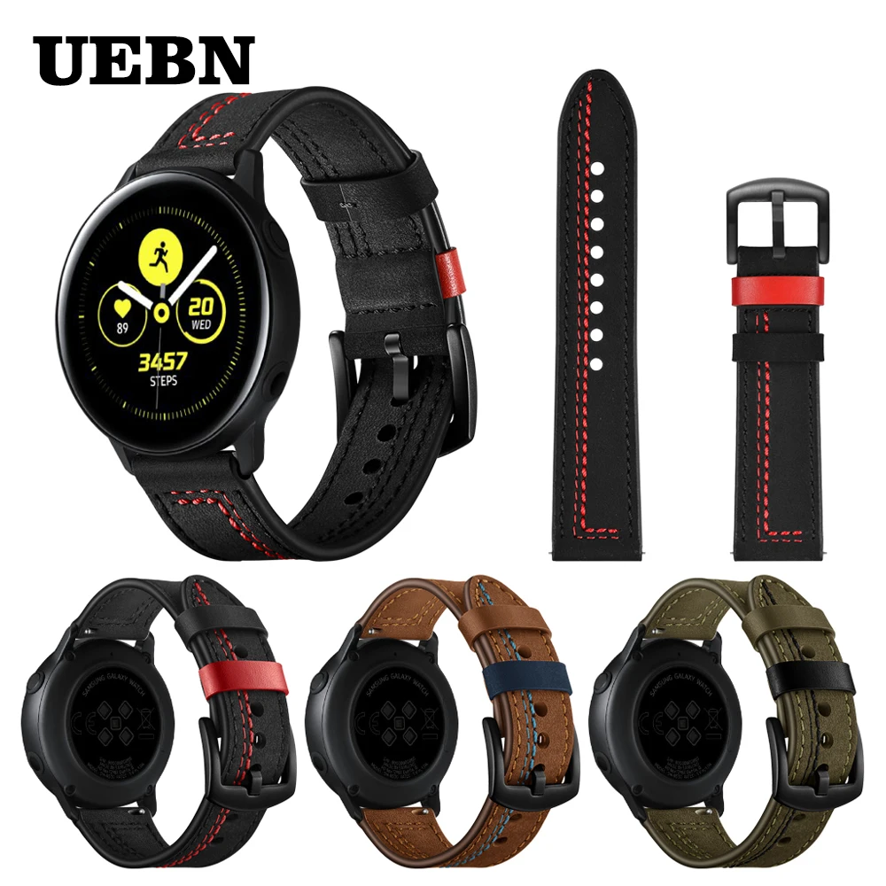Uebn 20mm Luxury Leather Wrist Strap For Samsung Active 2 44mm 40mm