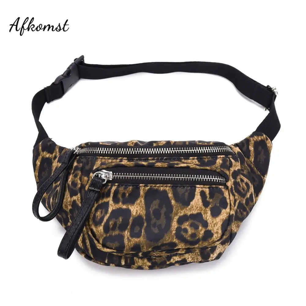 

AFKOMST Casual Leopard Waist Bag Unisex Belt Waterproof Fanny Packs Designer Fashion Chest Handbag Purse Phone Pouch CT30475