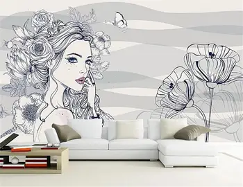 

3d Home Premium Wallpaper HD Modern Simple Cartoon Flowers Beauty Image TV Background Wall Decoration Wallpaper Mural
