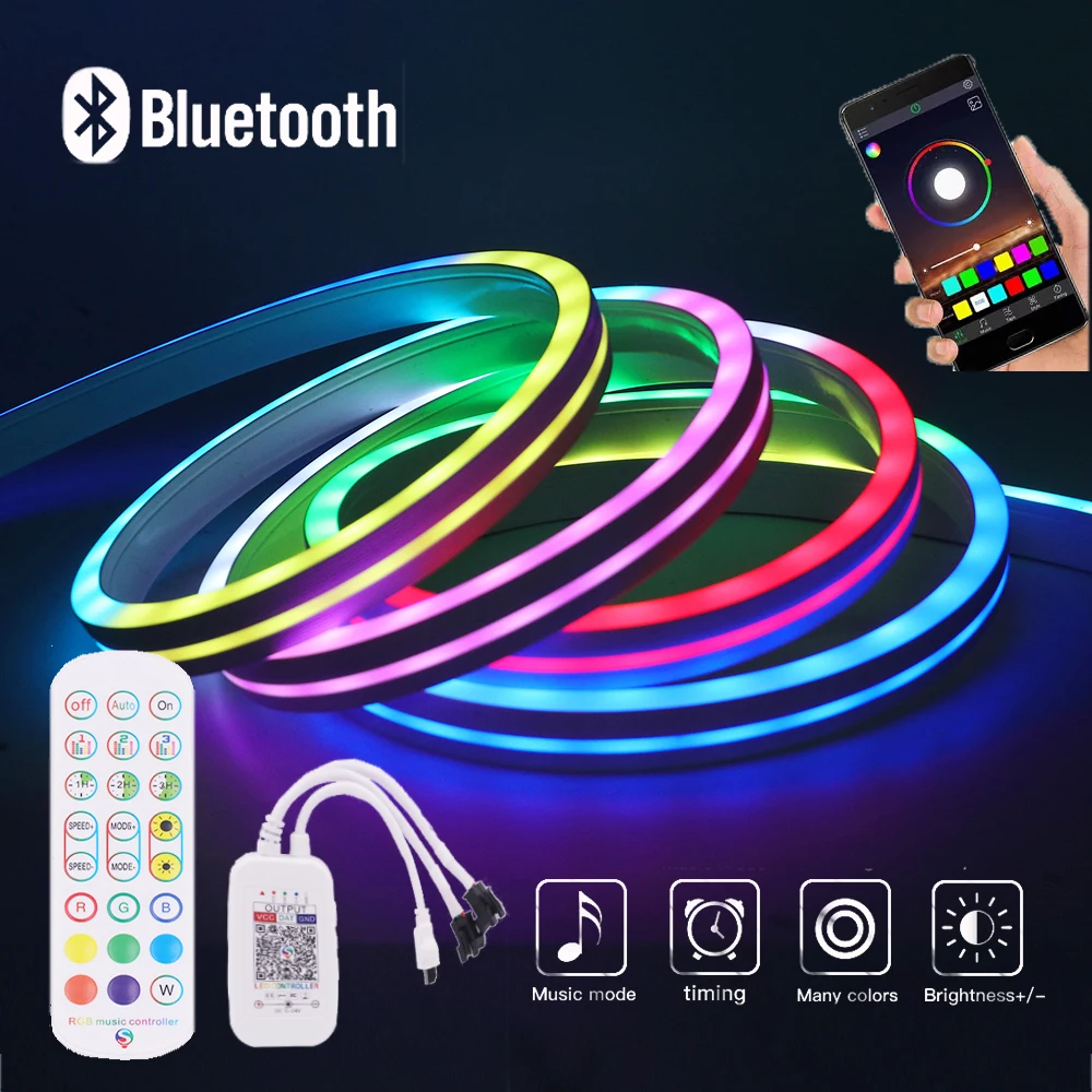 WS2812B LED Lights Flexible Neon Strip USB DC 5V RGB Dimmable Neon light  Bluetooth APP/IR Remote Control Christmas Room Decor - AliExpress