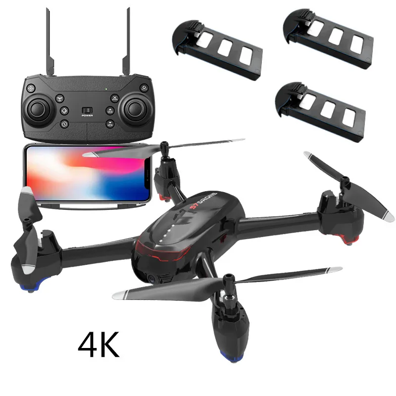 Радиоуправляемый Дрон S7 высокотехнологичный с HD 1080p двойной камерой Квадрокоптер 2,4G wifi авто слежение за объемным безголовым вертолетом радиоуправляемые игрушки для улицы - Цвет: 4K-3Batteries