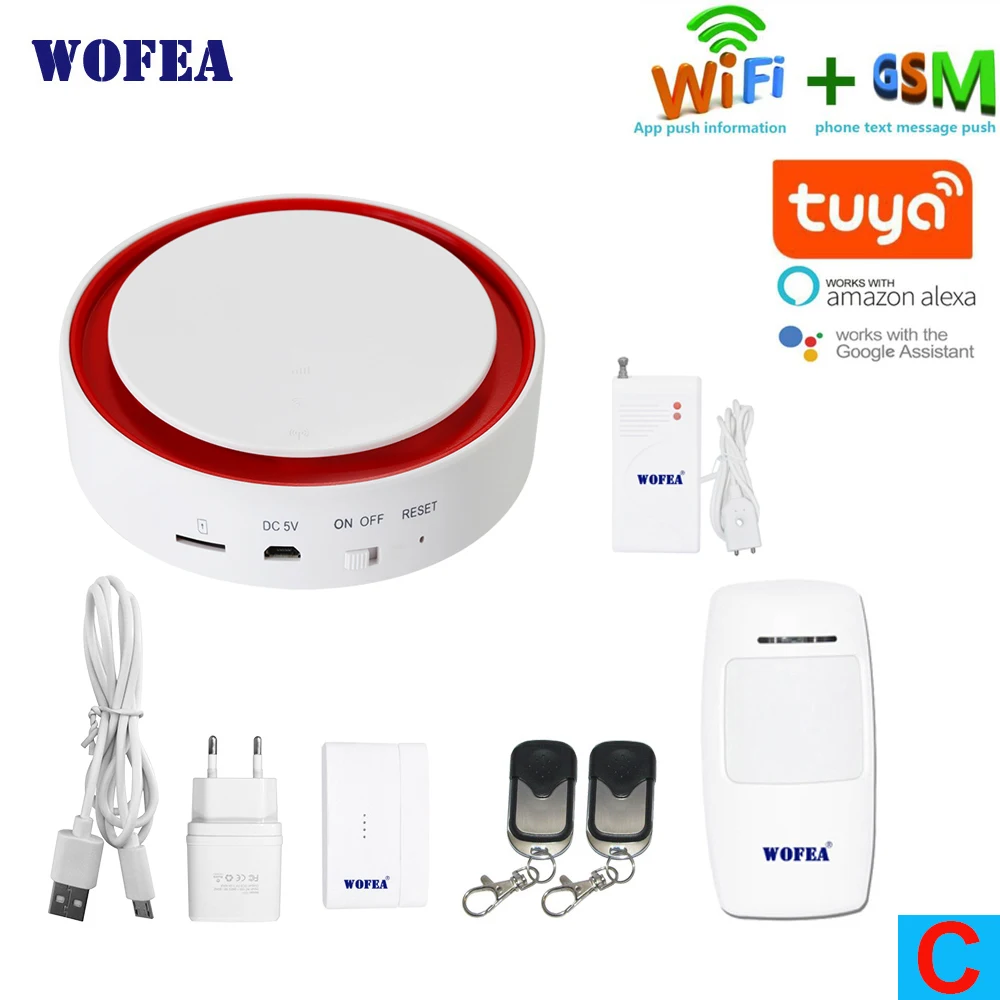 Оранжевый Wofea Tuya Wifi GSM вспышка стробоскоп охранная сигнализация 110 дБ звук и светильник SMS автоматический набор приложение push работа с alexa google home - Цвет: Оранжевый