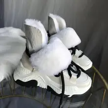 Женские зимние ботинки из натуральной кожи; Новинка года; зимние женские бархатные ботильоны на плоской подошве; модные Нескользящие теплые шерстяные женские кроссовки