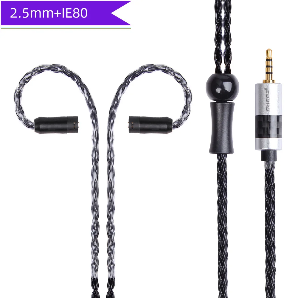 black 2.5mm IE80 FDBRO 16 ядер 2,5/3,5/4,4 мм с серебряным покрытием наушников обновления аудио провода наушники MMCX IE80 IM 2Pin 0,78 мм A2DC кабель SE425 SE535 - Цвет: black 2.5mm IE80