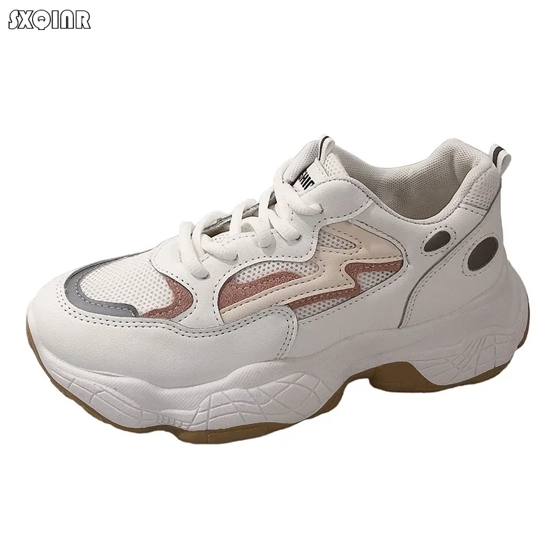 

Women Shoes 2019 Hot Chunky Sneakers Women Fashion Breathable Vulcanize Shoes White Sneakers Femme Dad Shoes Casual Women