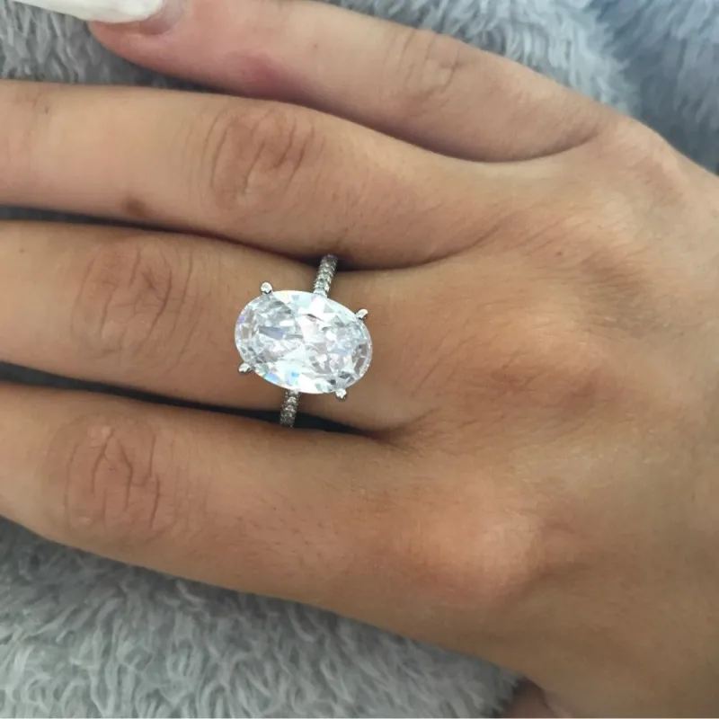 Изысканное кольцо, 925 пробы, серебро, овальная огранка, 3ct, AAAAA, кубический цирконий, обручальное кольцо, кольца для женщин, свадебные украшения, подарок