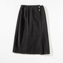 Cthink, очень хорошее качество, плотная длинная юбка, однотонная Теплая Зимняя юбка для женщин, стильная, тонкая Офисная Женская юбка