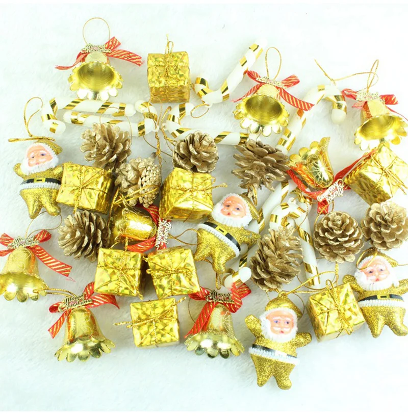 36 шт. золотые подвески Рождественская елка подвеска Рождественская елка украшение для домашнего декора DIY рождественское подвесное украшение