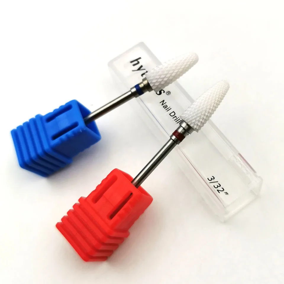 HYTOOS пламенно-белые керамические сверла для ногтей 3/3" роторные керамические заусенцы маникюрные наконечники для сверлильного станка электрическая пилка инструменты