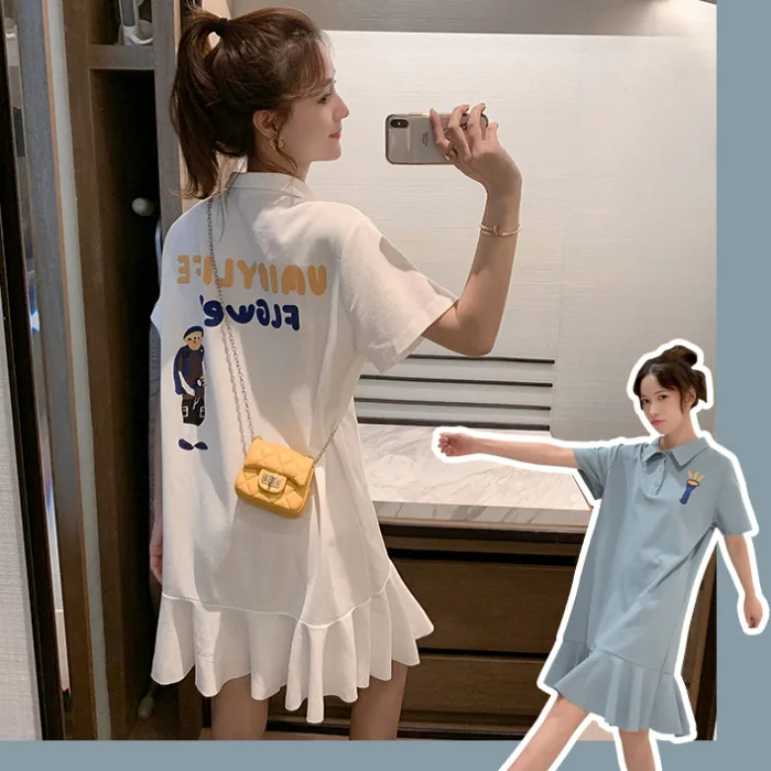

A Key Distribution a-Piece Ready WOMEN'S Dress Women's Summer Elegant Slimming Polo Collar Short Skirt Sweet Flounced Fairy