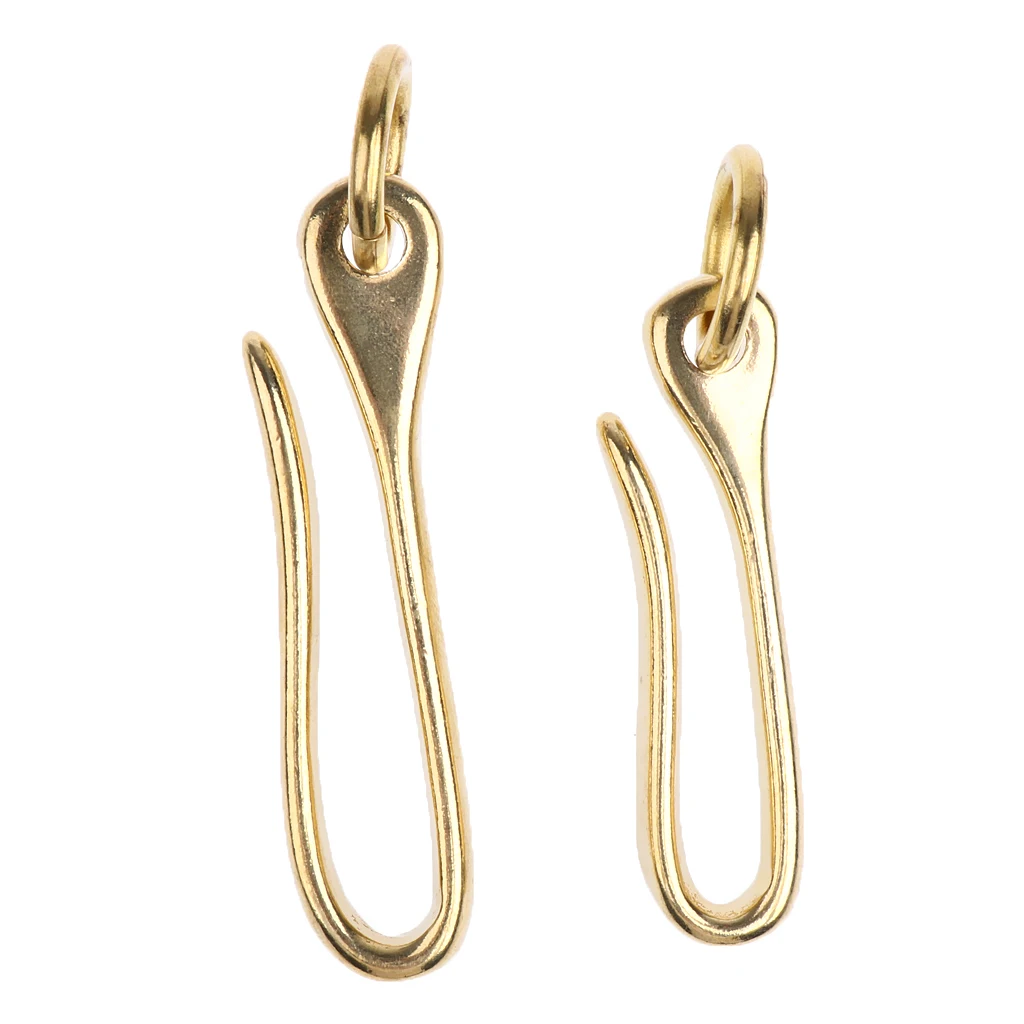 2pc/set Vintage Brass Keychain Key Ring Belt Fish U Hook Wallet Chain Fob Clip DIY